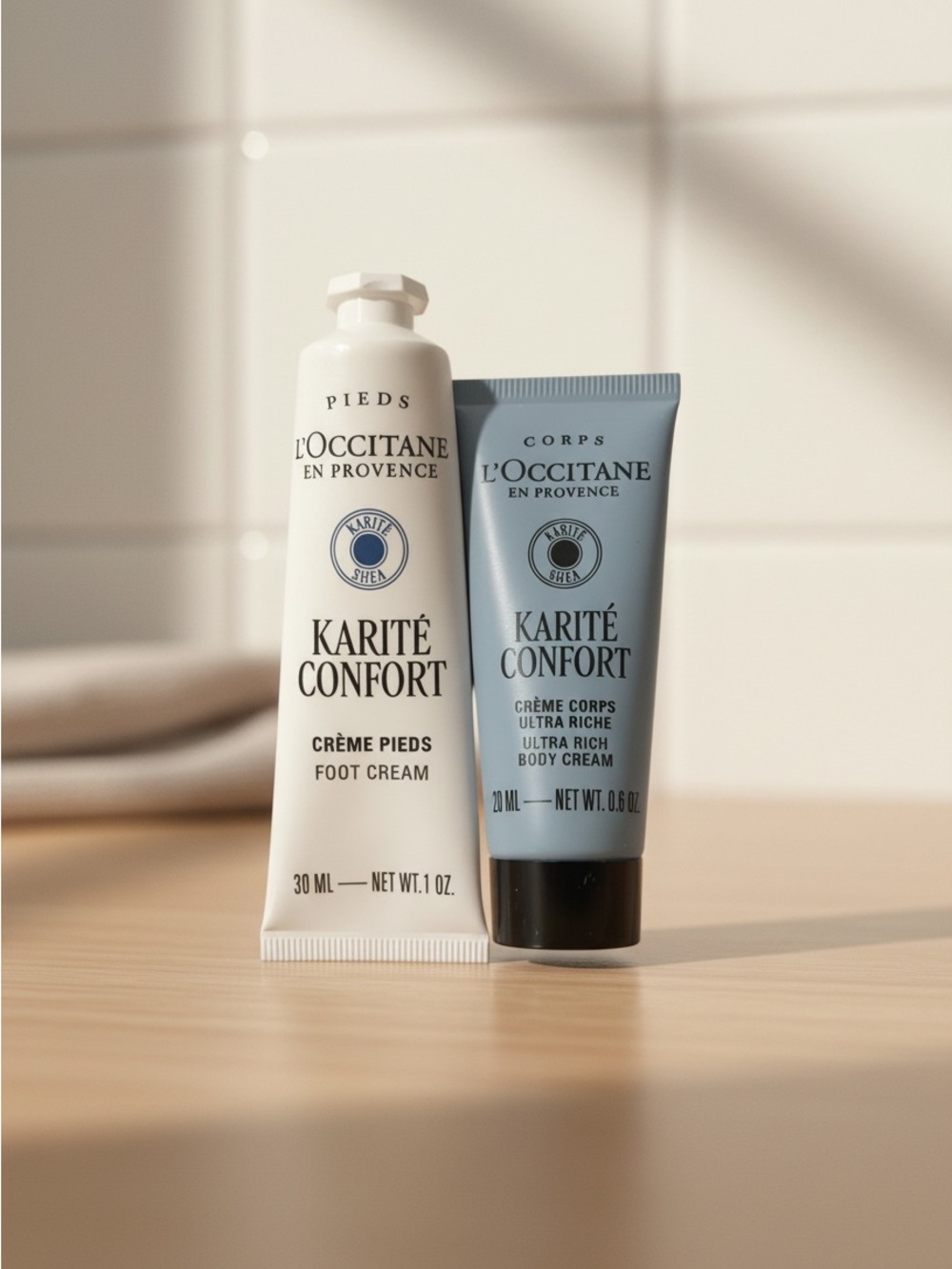 L'Occitane Shea Butter Karité Confort Foot & Ultra Rich Body Cream Travel Set